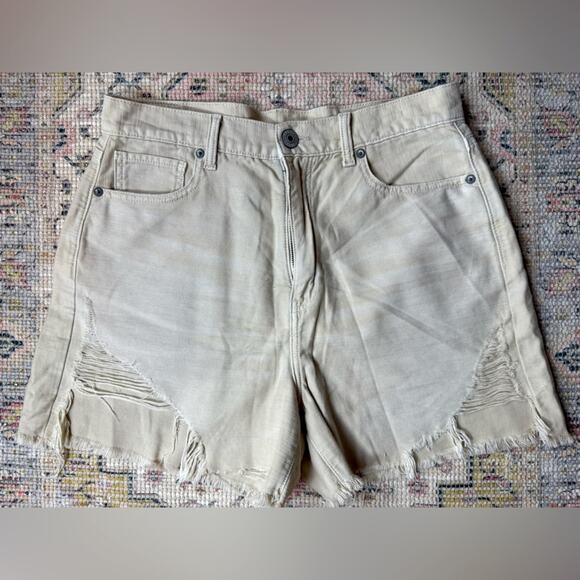 American Eagle Highest Rise Mom Cutoff distressed Shorts Tan Size 10 Women’s - Picture 1 of 5